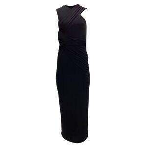 Alexander Wang Asymmetrical Draped Cutout Back Dress in Black Acetate